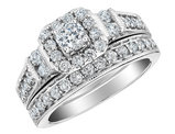 1.0 Carat (ctw H-I, I1-I2) Diamond Engagement Ring & Wedding Band Set in 10K White Gold